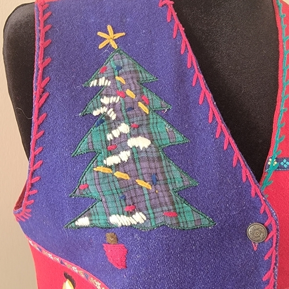Erika Classics Vintage Ugly Christmas Embroidered Vest Size M - Picture 5 of 8